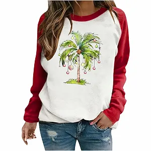 Женский Рождественский свитшот Смешной Графический принт Рождественский джемпер Элегантный Шикарный Рождественский принт Круглый вырез Длинный рукав Свободный свитер - Фото 1