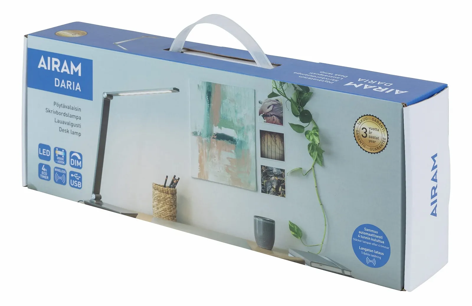 Настільна лампа Airam Daria Office LED 3-step Color Temp Wireless Charging RA>95 Anthracite, фото №4