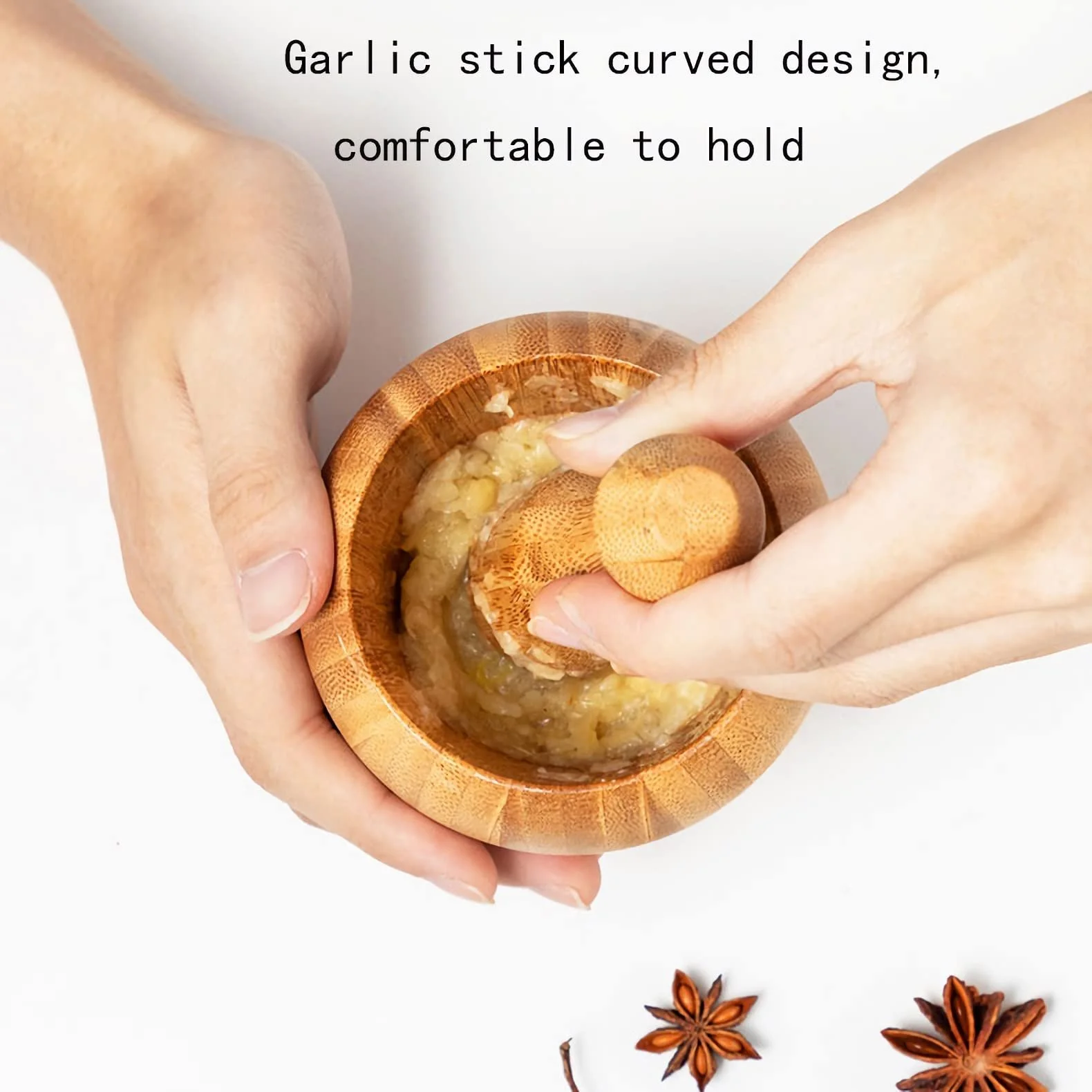 Набір ступки і товкачика дерев'яний ручна часникодавка для гуакамоле, сальси, фото №2