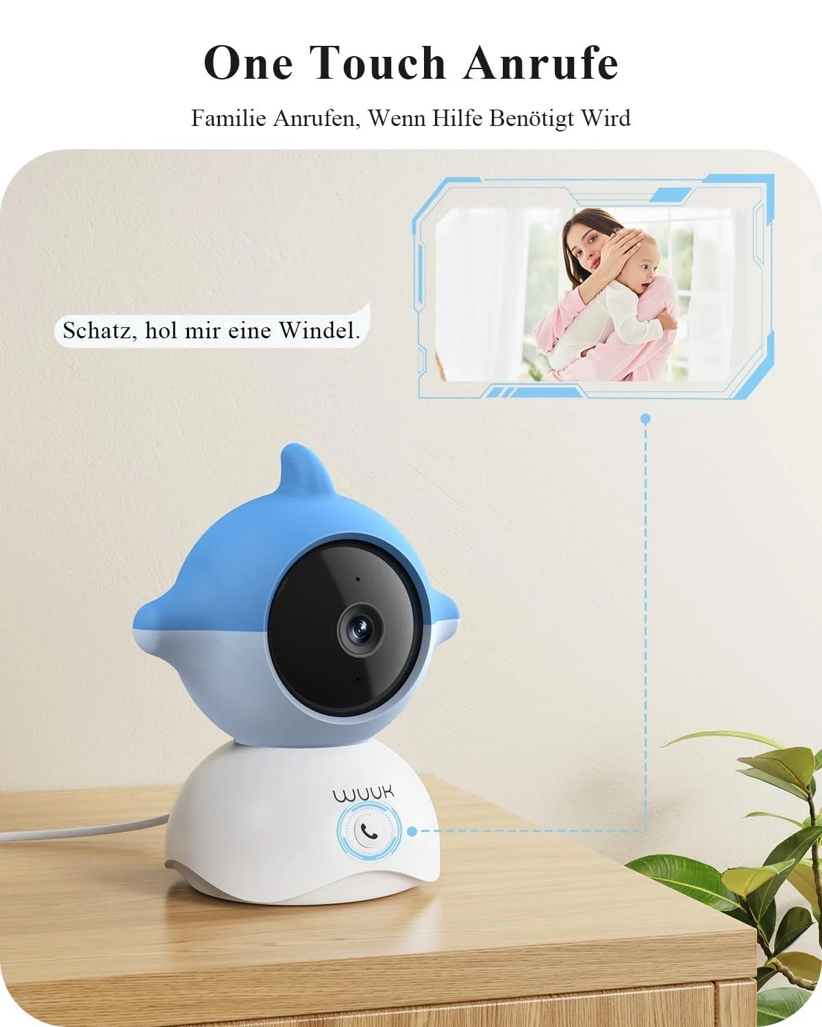 Відеоняня WUUK 2K 5.5 Inch 360 PTZ 135° Wide Angle 3700mAh App Temperature and Humidity Sensor Motion / Sound Detection, фото №7