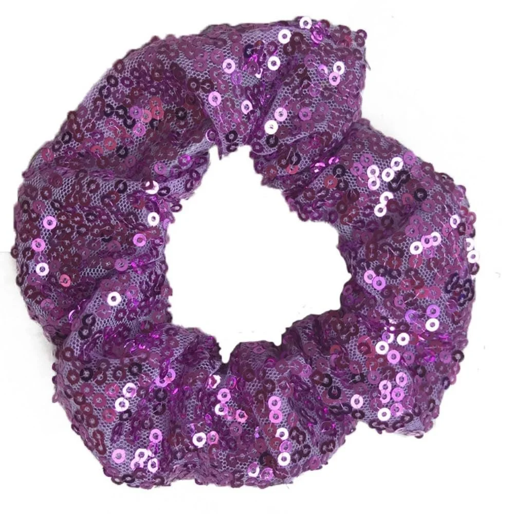 Блискуча резинка для волосся з паєтками, фіолетова, фото №1