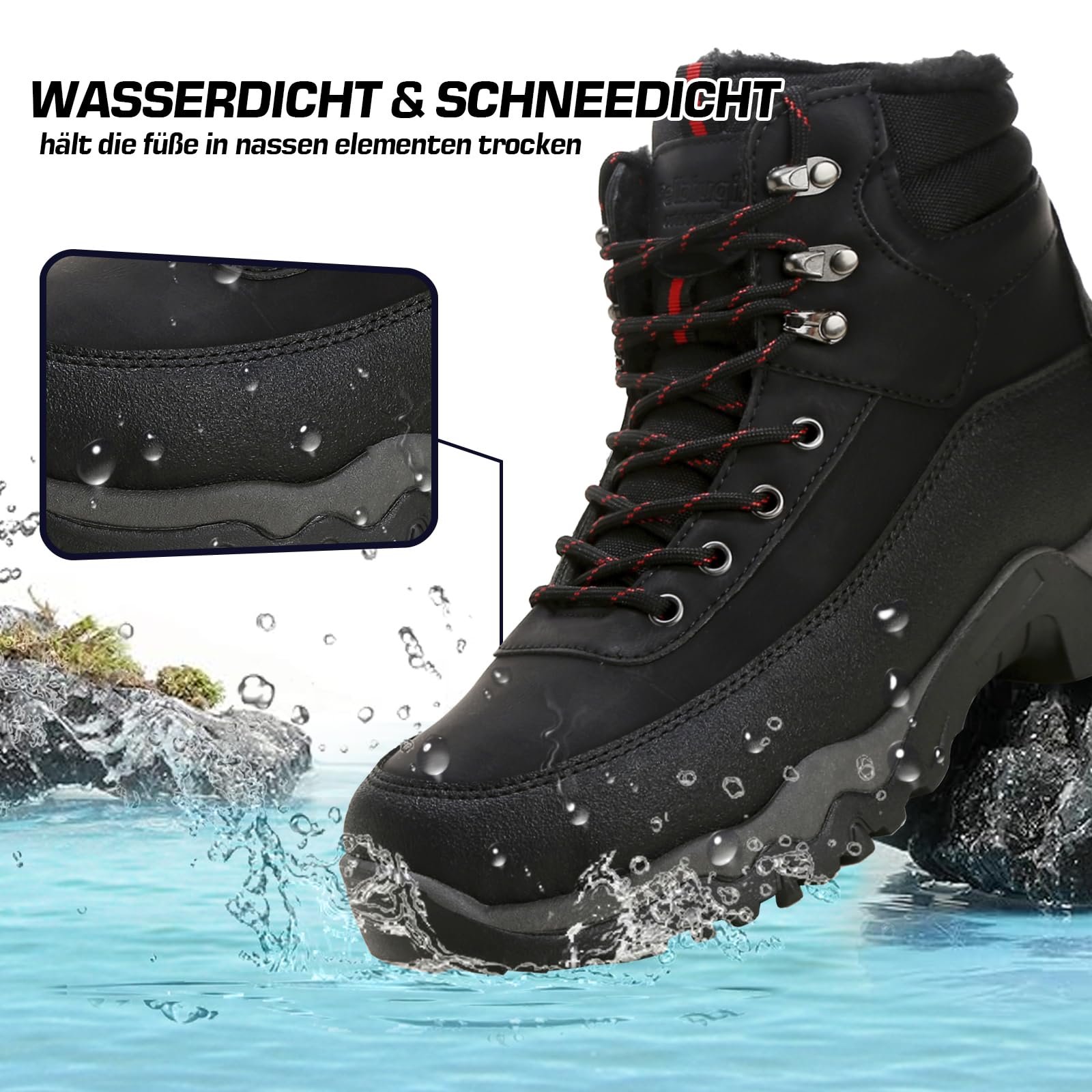 Трекинговые ботинки Bergschuhe зимние, теплые зимние ботинки, зимние сапоги удобные водонепроницаемые ботинки для походов снеговые ботинки для активного отдыха, мужские ботинки для трейлраннинга, фото №3