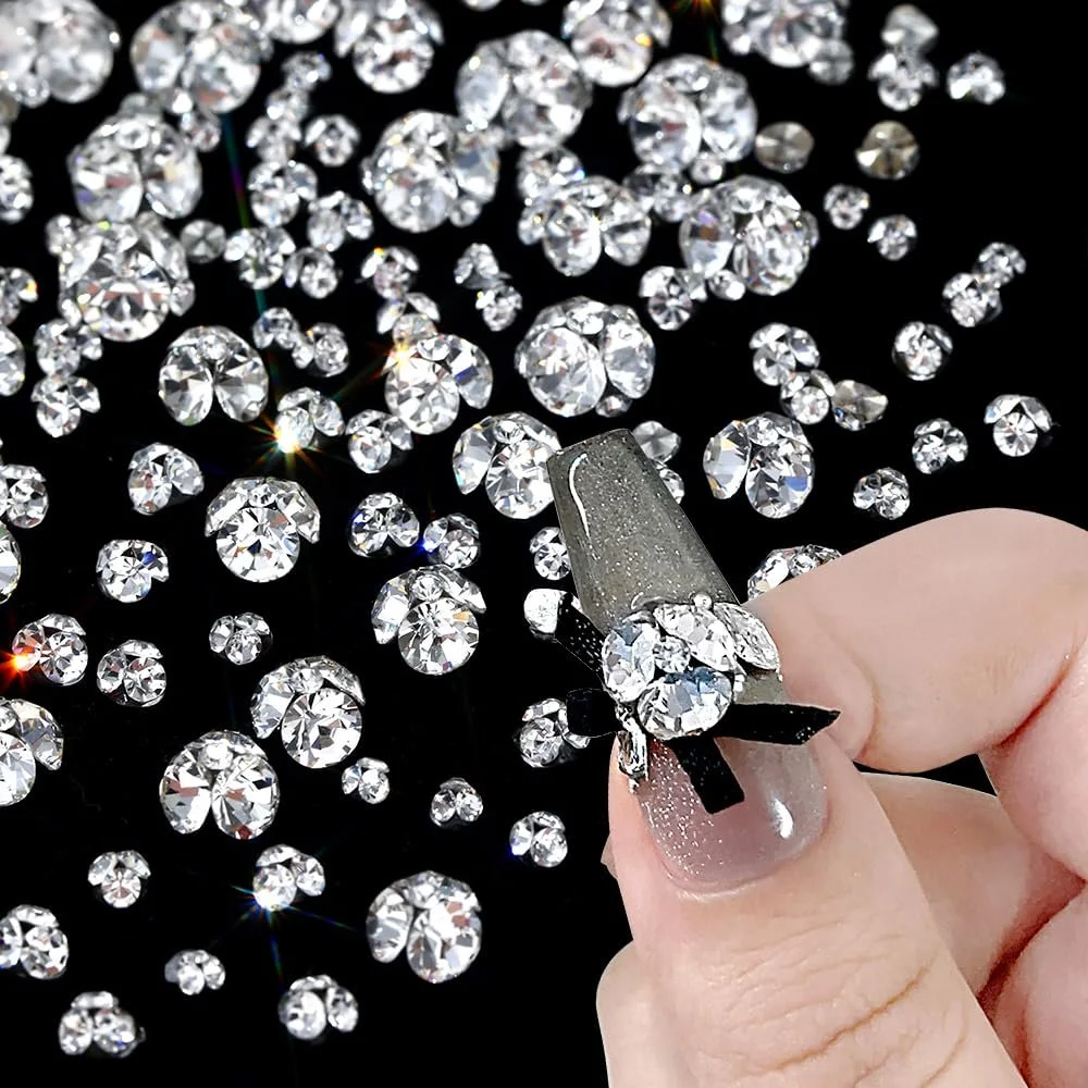 Кришталеві Стрази для Нігтів, Набір Різні Розміри, Міні, Білий Прозорий, фото №3