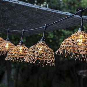 Гирлянда Lumisky 10 м 20 LED Filament E27 Теплый белый Hawaii Light Абажур полиротанг Boho - Фото 1