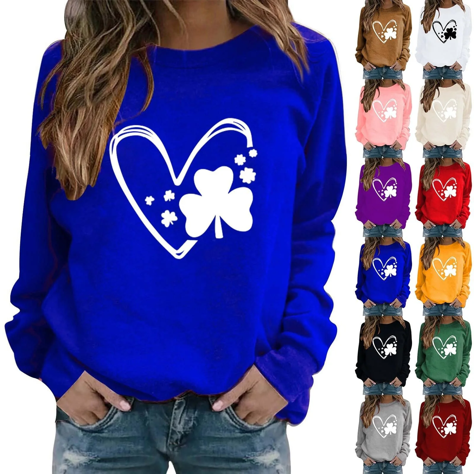 Толстовка HUIFUAO Женская День Святого Патрика Зеленый Клевер Шляпа Однотонный Цвет Ирландия Фестиваль Пуловер Мода Длинный Рукав Круглый Вырез, фото №5 Толстовка HUIFUAO Женская День Святого Патрика Зеленый Клевер Шляпа Однотонный Цвет Ирландия Фестиваль Пуловер Мода Длинный Рукав Круглый Вырез, фото №5