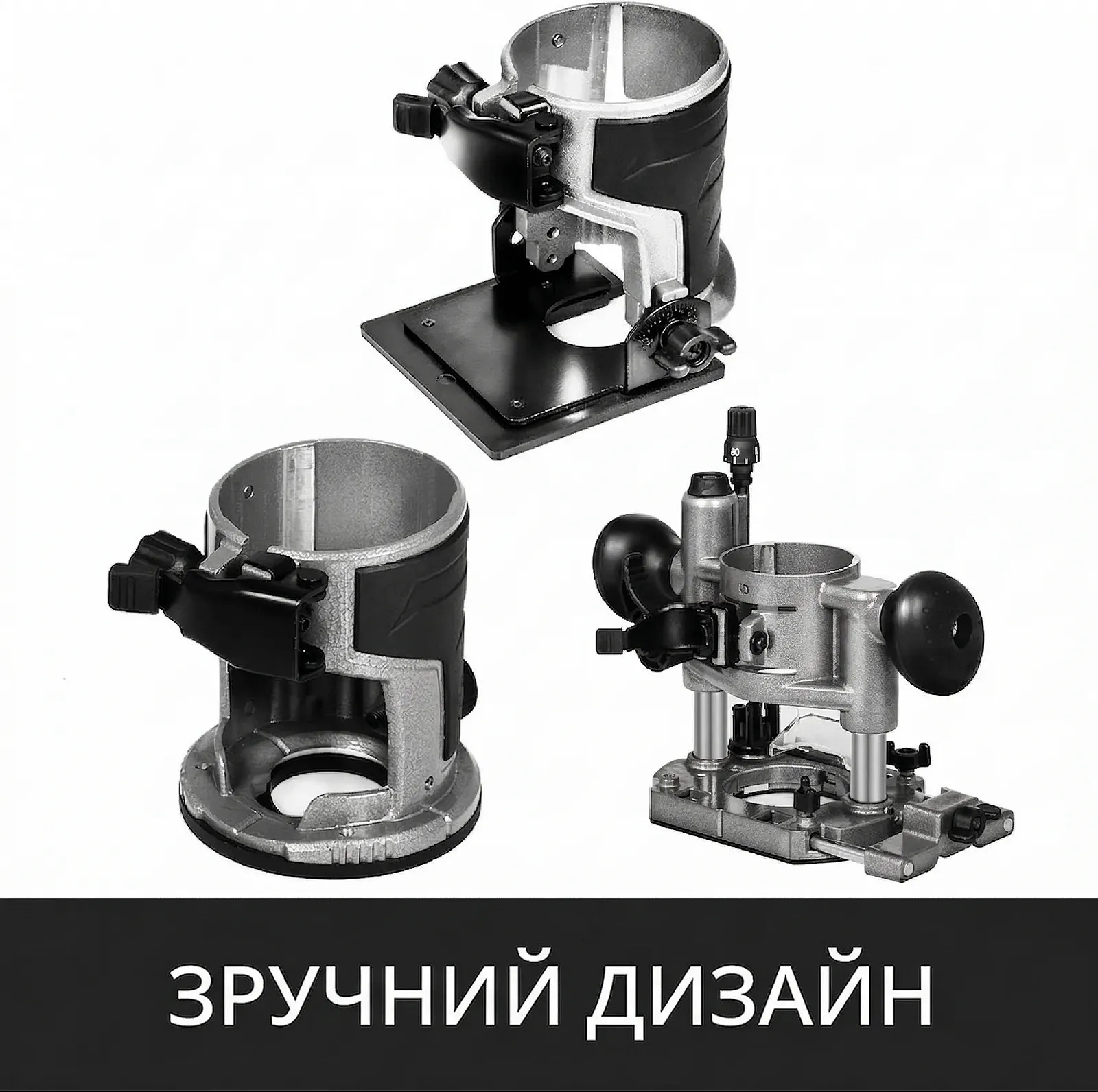 Фрезер по дереву VEVOR  710 Вт / 10 000–30 000 об/хв / цанги 1/4" і 3/8" / алюмінієвий корпус / Сірий, фото №2