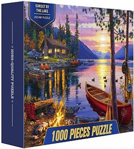 Пазл Закат на озере 1000 элементов с постером Разноцветный - Фото 1