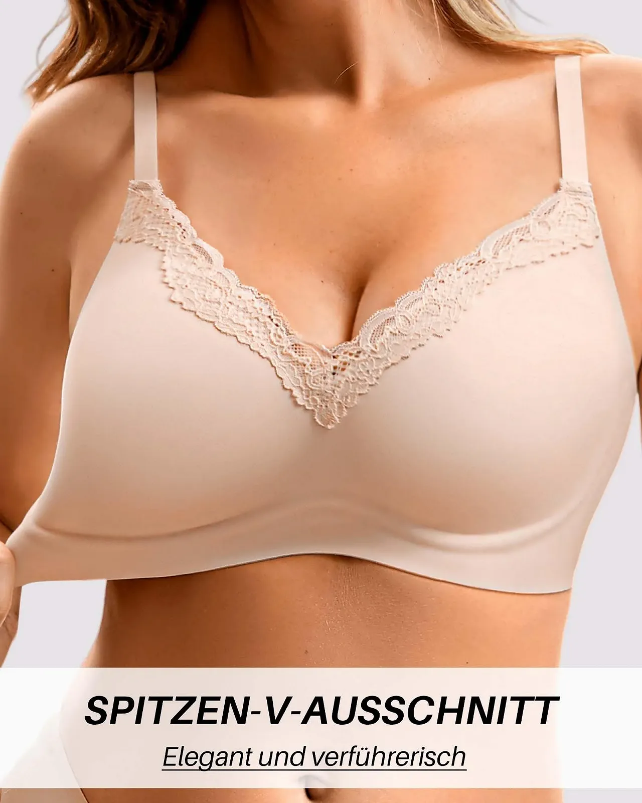 Бюстгальтер SHARICCA Women's кружевной Push Up без косточек бесшовный с V-образным вырезом, фото №4