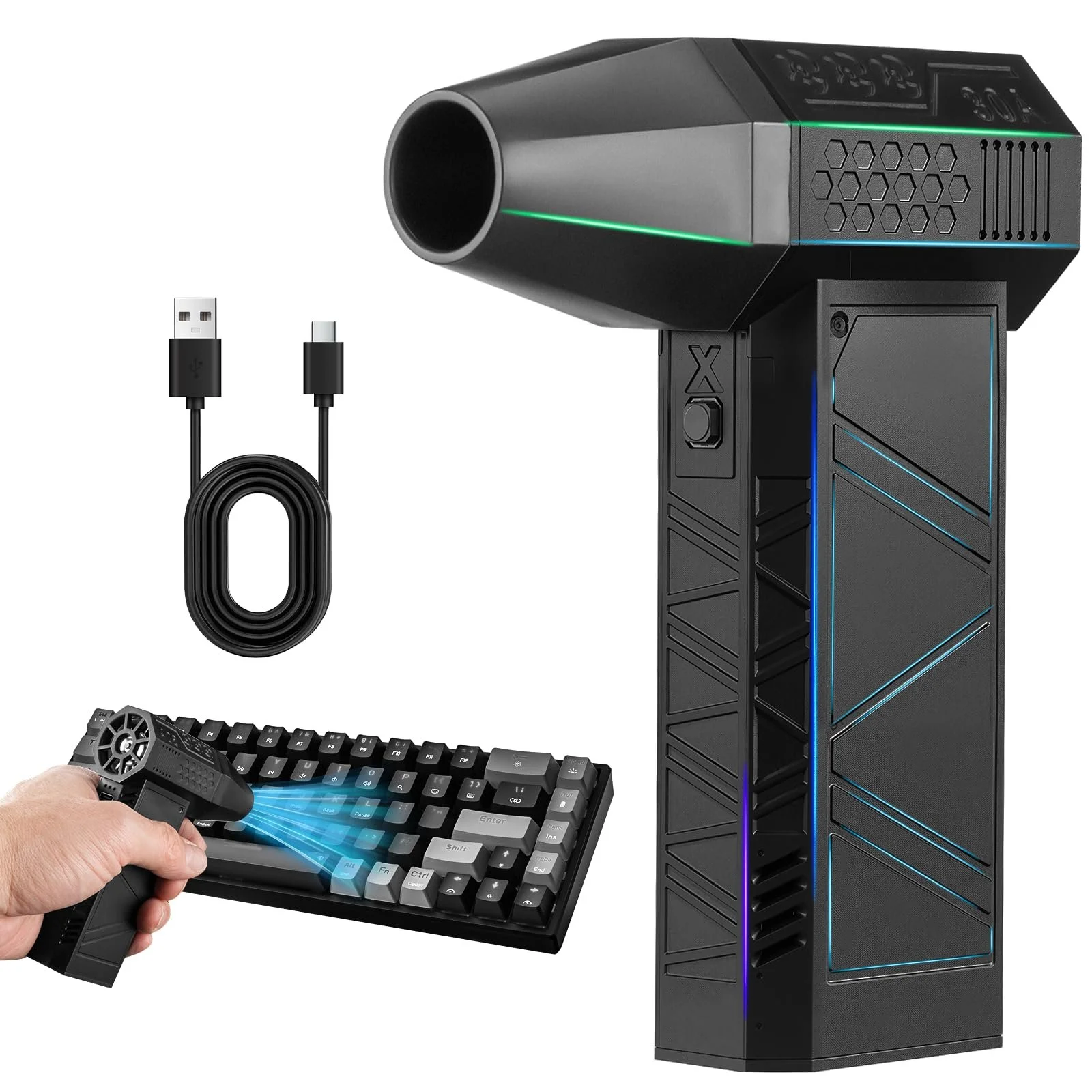 Електрична повітродувка 3 швидкості 130 000 rpm Turbo Jet Fan, фото №1