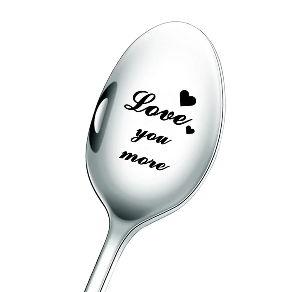Ложка для кави з гравіюванням Love You More, весільний подарунок, фото №1