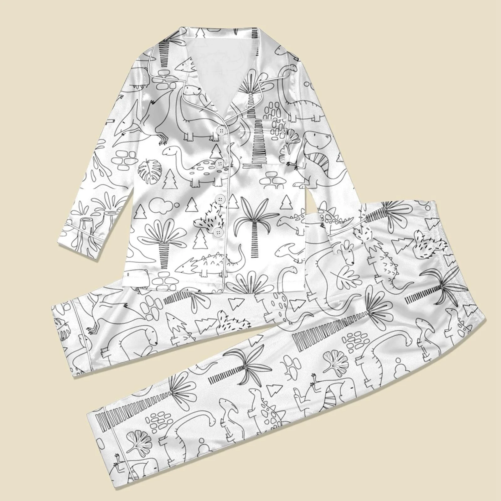 Дитяча піжама для розмальовування Cartoon Print Homewear Комплект з двох предметів Білий, фото №5 Дитяча піжама для розмальовування Cartoon Print Homewear Комплект з двох предметів Білий, фото №5