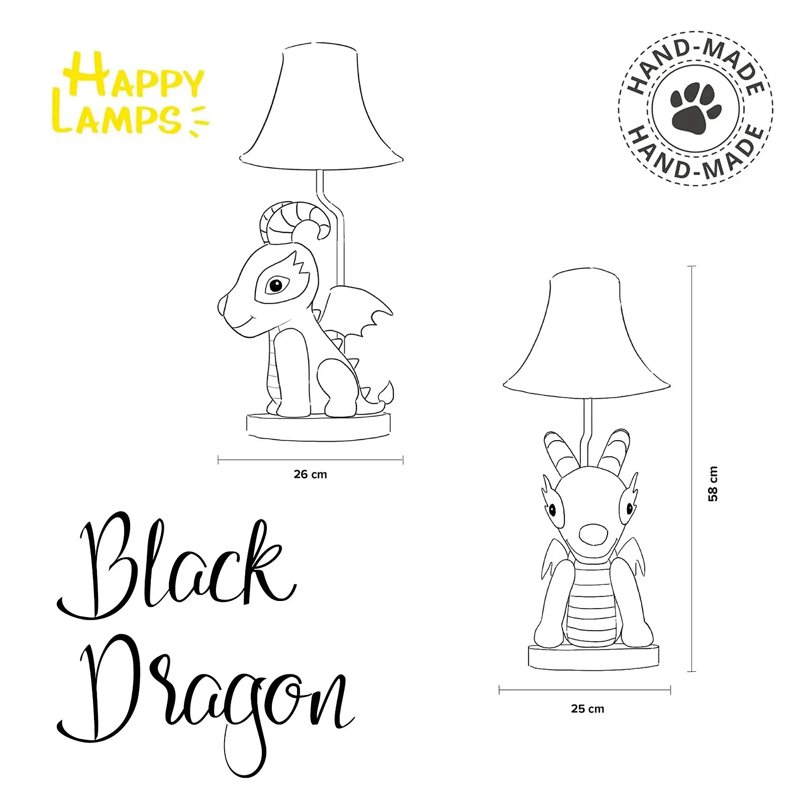Настільна лампа Happy Lamps Black Dragon LED 58 см веганська шкіра Чорний, фото №8