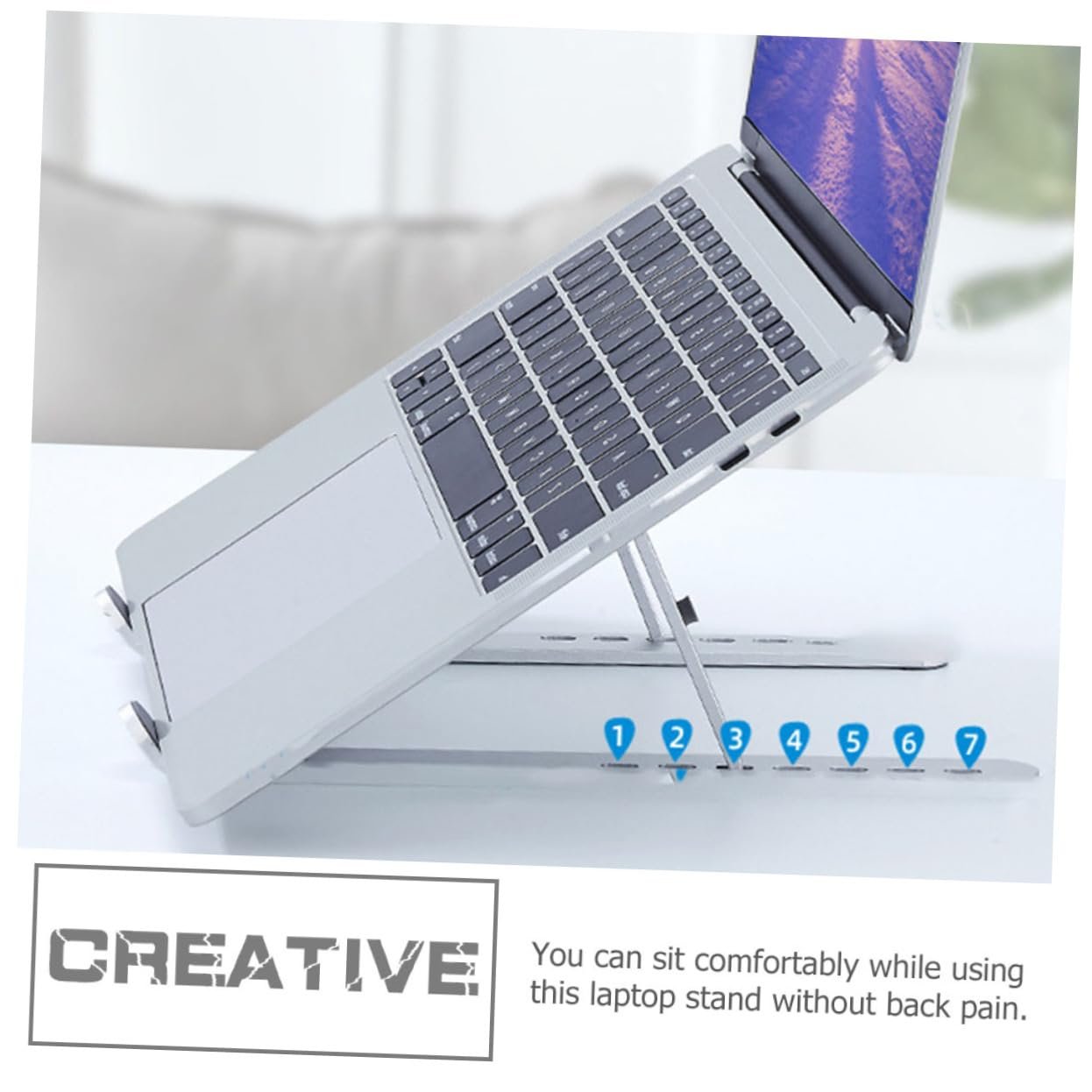 Підставка для ноутбука алюмінієва складана, регульована по висоті, стабільна, ергономічна, портативна, міцна, сумісна з усіма ноутбуками, фото №3