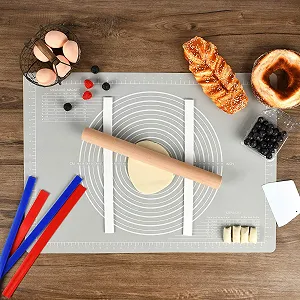 Силіконовий коврик для випічки SUPER KITCHEN Нековзний XL 71 x 51 см з тісторізкою synthetic.ua - Фото 1