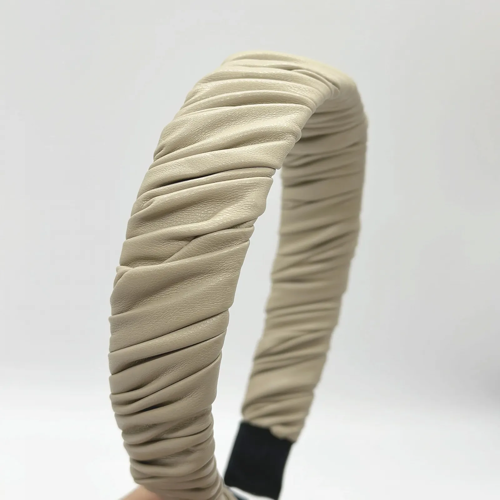 Обруч Шкіряний Плісований Широкий, фото №4