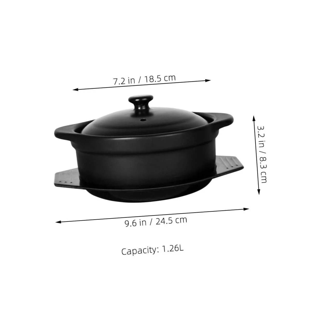 Кастрюля керамическая IMIKEYA многофункциональная с крышкой и двойными ручками для супов и тушения, фото №2