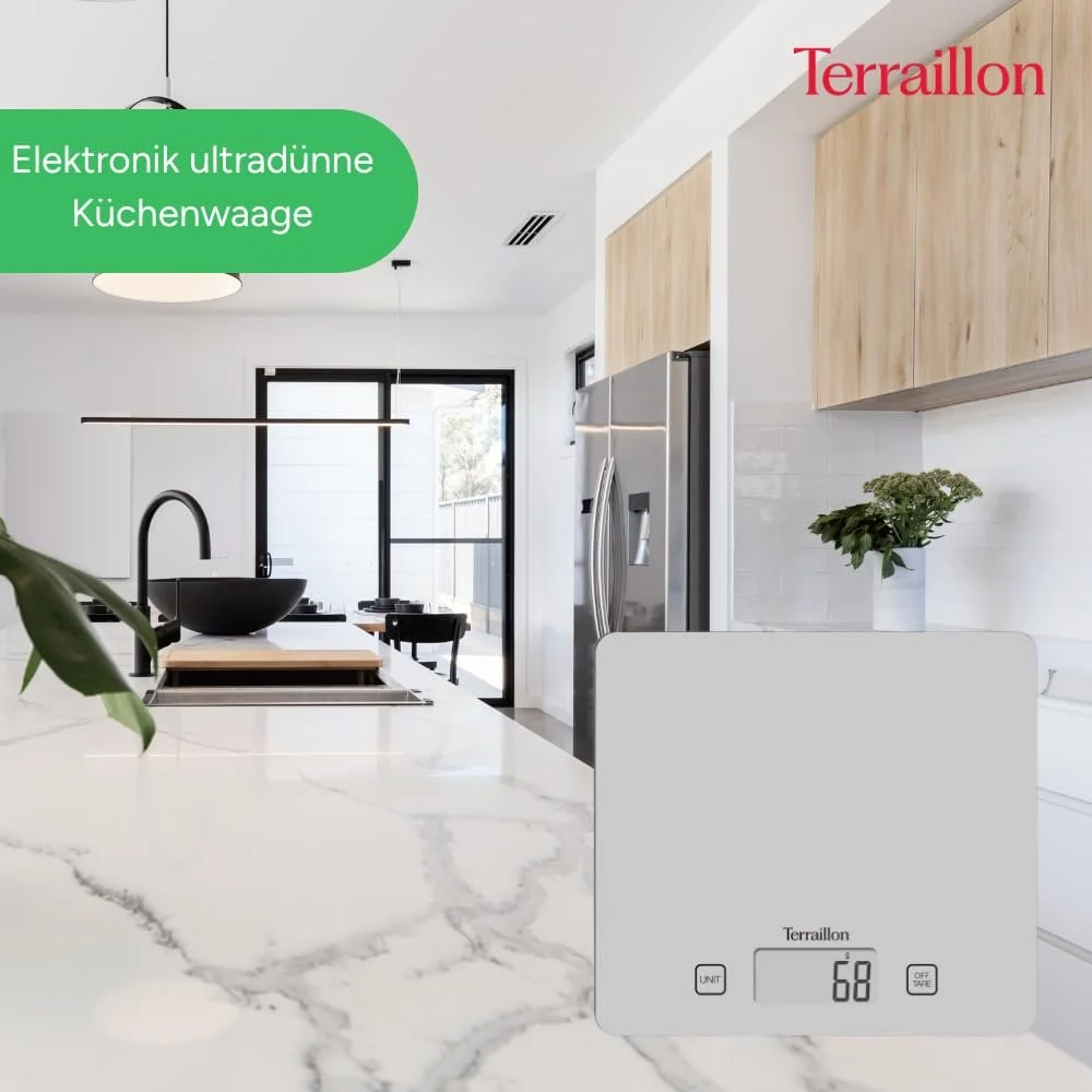 Кухонні ваги Terraillon T1040 цифрові, велика скляна платформа, функція тари, до 5 кг, фото №2 Кухонні ваги Terraillon T1040 цифрові, велика скляна платформа, функція тари, до 5 кг, фото №2