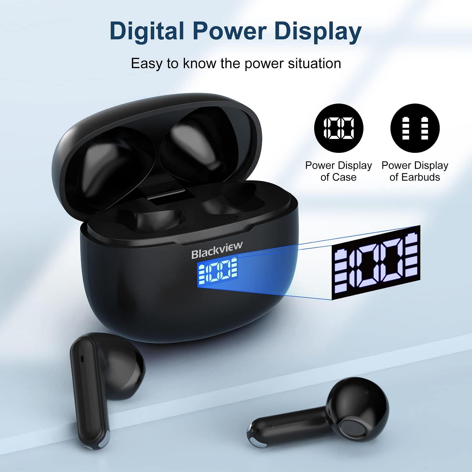 Наушники Blackview AirBuds 7 Bluetooth 5.3 Глубокий бас Беспроводные Вкладыши Шумоизоляционные Наушники с 4 ENC Микрофон Водонепроницаемые IP7 LED Дисплей, фото №2
