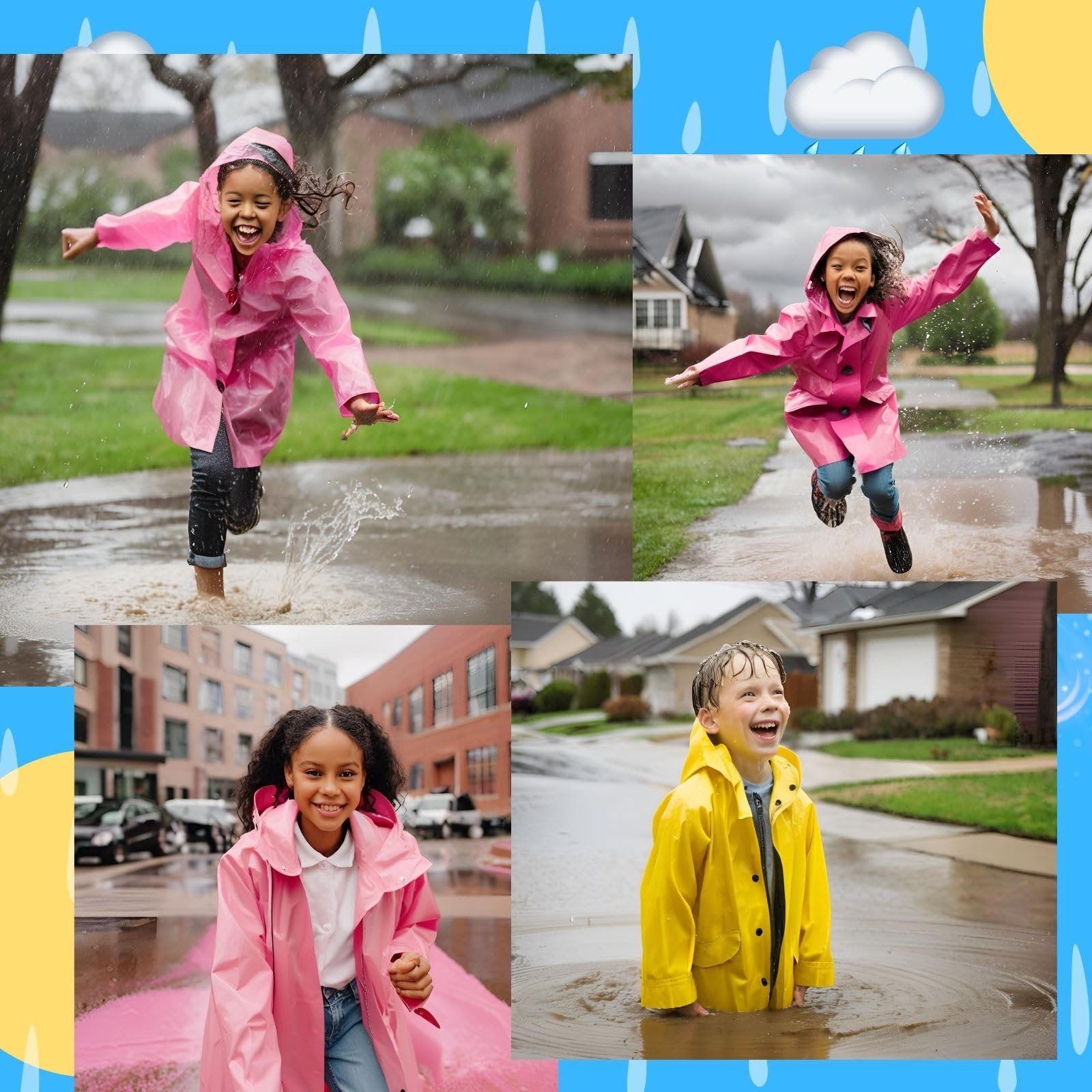 Детская водонепроницаемая куртка One Size Подходит всем детям ростом от 100 до 160 см (от 4 до 12 лет), дождевой плащ, различные цвета, фото №7