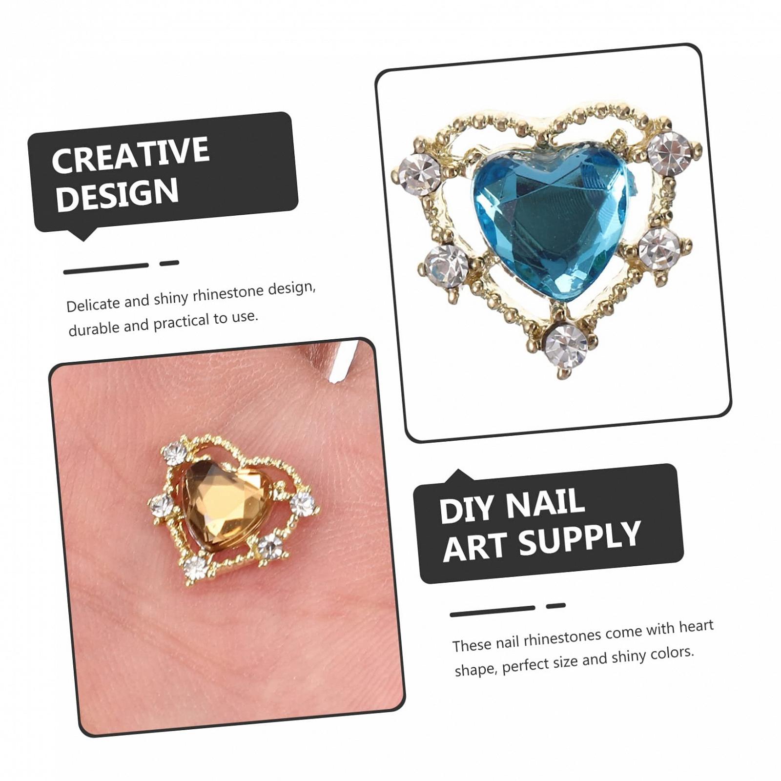 Украшения для ногтей в форме сердца FRCOLOR, маникюрные украшения, патчи, стразы для ногтей, подвеска в форме сердца для ногтей, цинковый сплав, 3D кристаллы, набор, фото №7