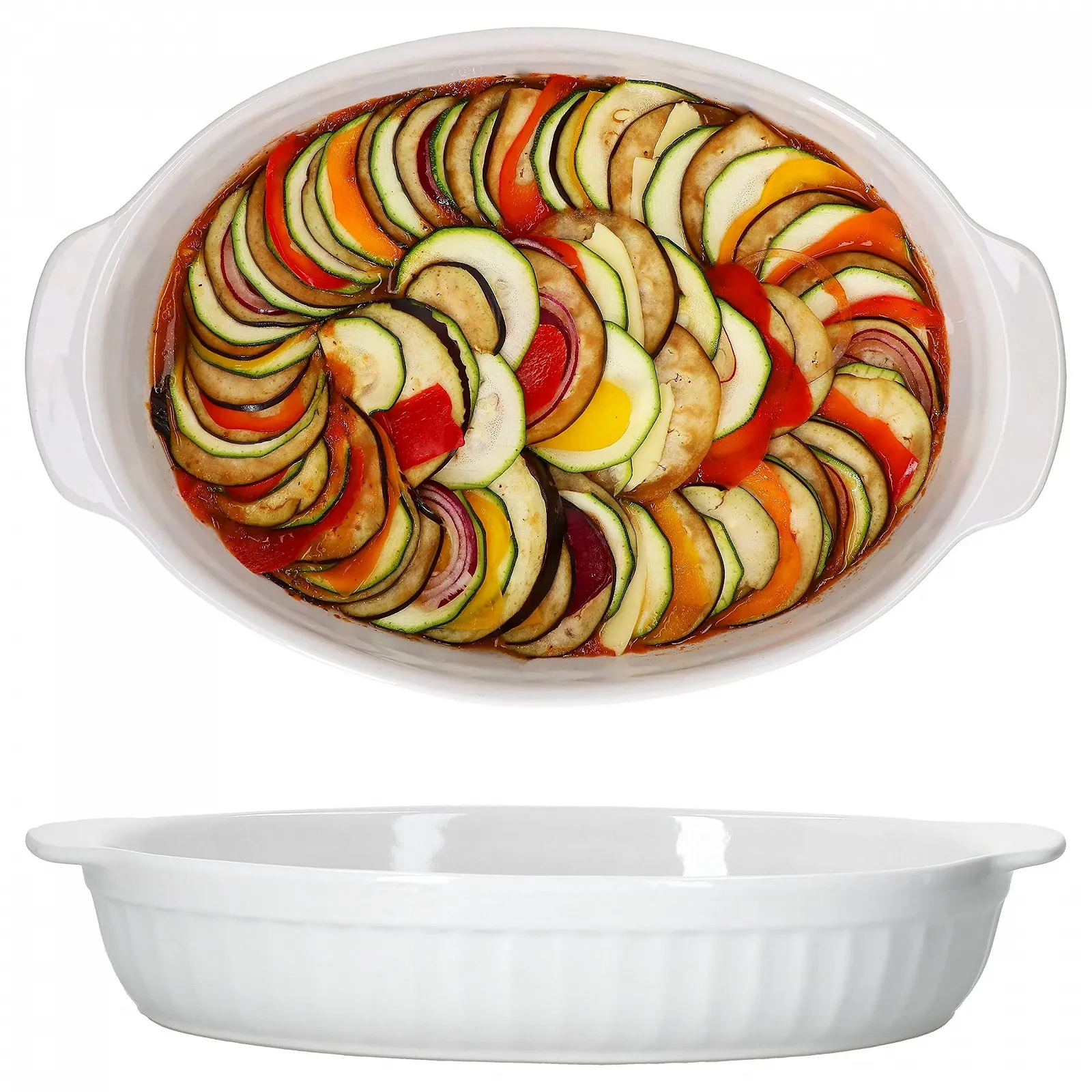 Набір форм для запікання MamboCat 2 шт. овальні керамічні 1,8 л білі, фото №1 Набір форм для запікання MamboCat 2 шт. овальні керамічні 1,8 л білі, фото №1