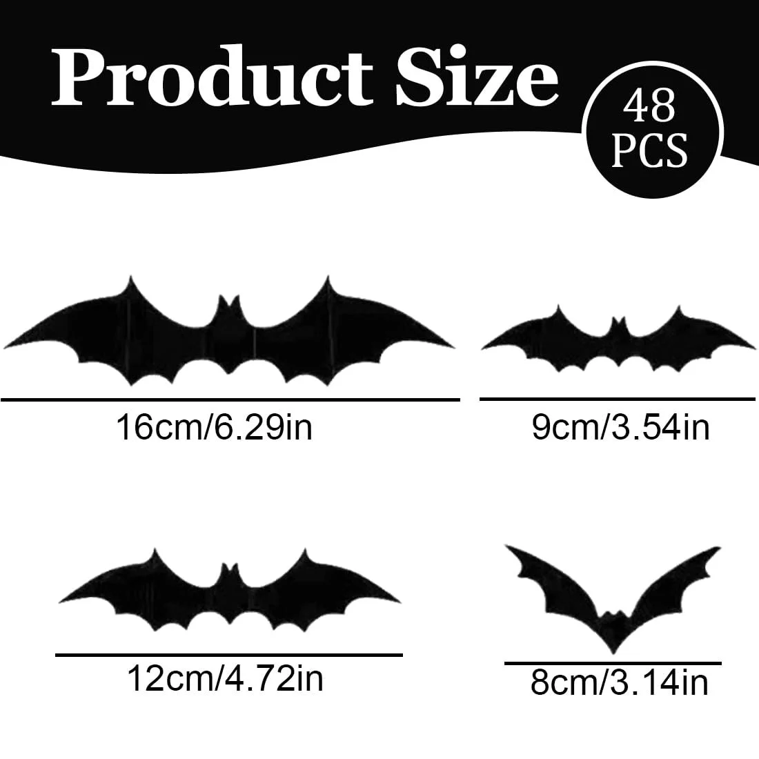 Наклейки на стіну Halloween 3D Bats PVC DIY Набір 48 шт. Black, фото №2 Наклейки на стіну Halloween 3D Bats PVC DIY Набір 48 шт. Black, фото №2