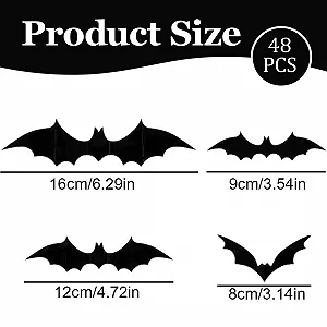 Наклейки на стіну Halloween 3D Bats PVC DIY Набір 48 шт. Black synthetic.ua - Фото 1