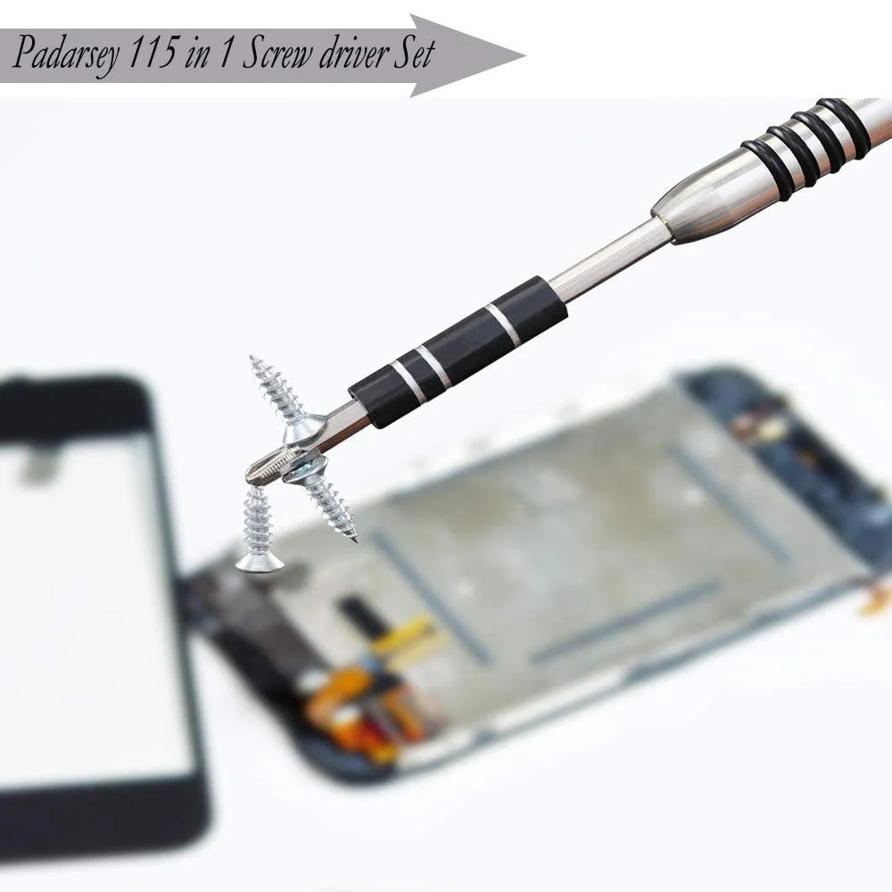 Набір викруток Padarsey Precision 115 in 1 з магнітними викрутками чорною, фото №5