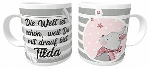 Детская кружка Rabbit Luna с именем, розово-серая, с подарочной упаковкой (керамика) synthetic.ua - Фото 1