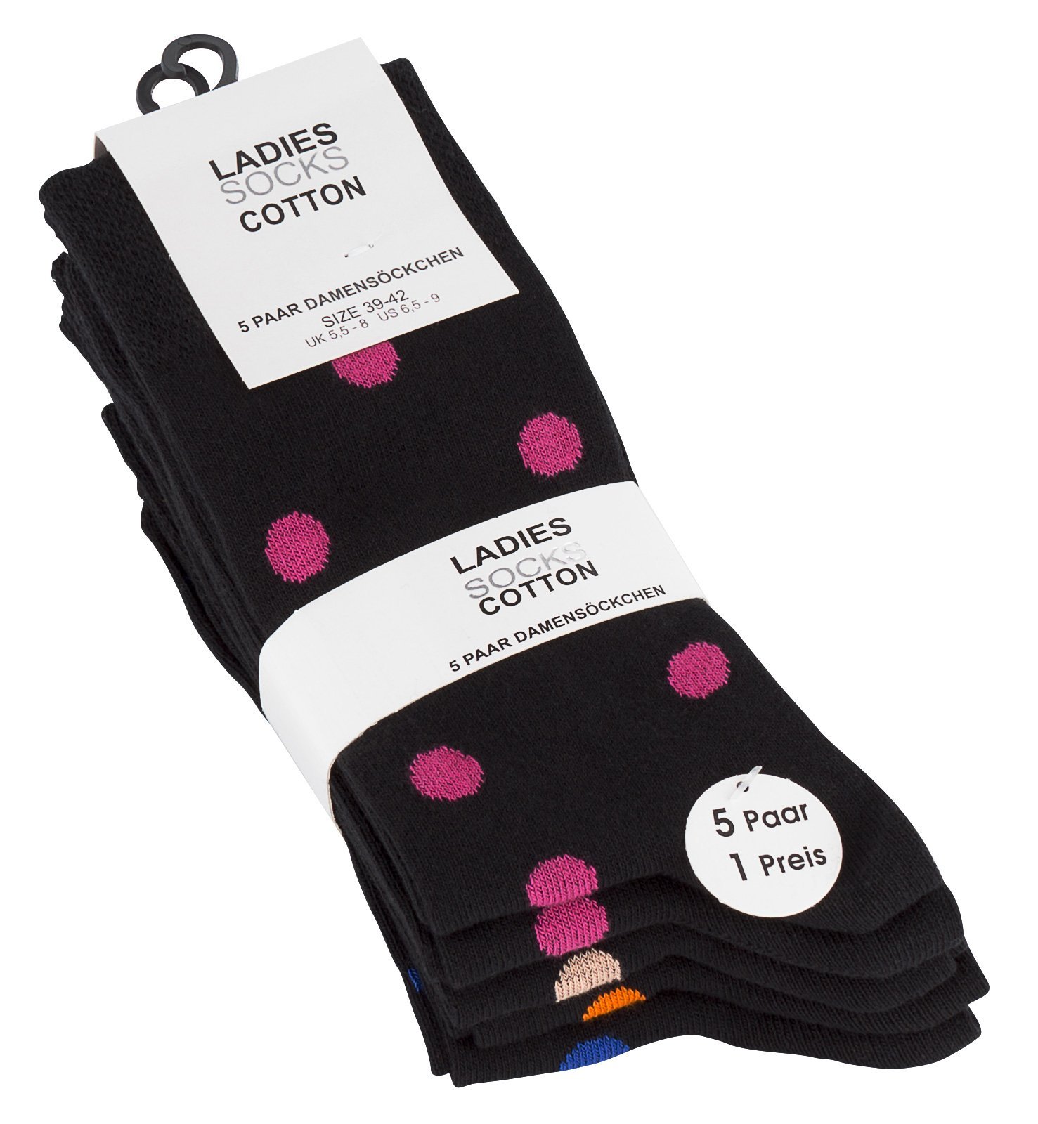 Носки Vincent Creation 10 пар Разноцветные в горошек Женские носки & Девичьи носки Хлопок в горошек с эластаном, фото №7