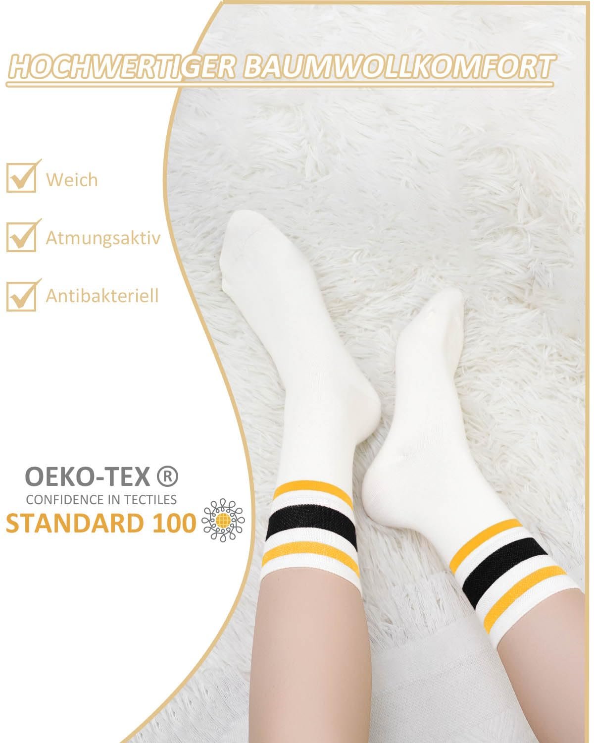 Женские хлопковые носки Crew, Черный, 5 пар, 35-38, фото №4