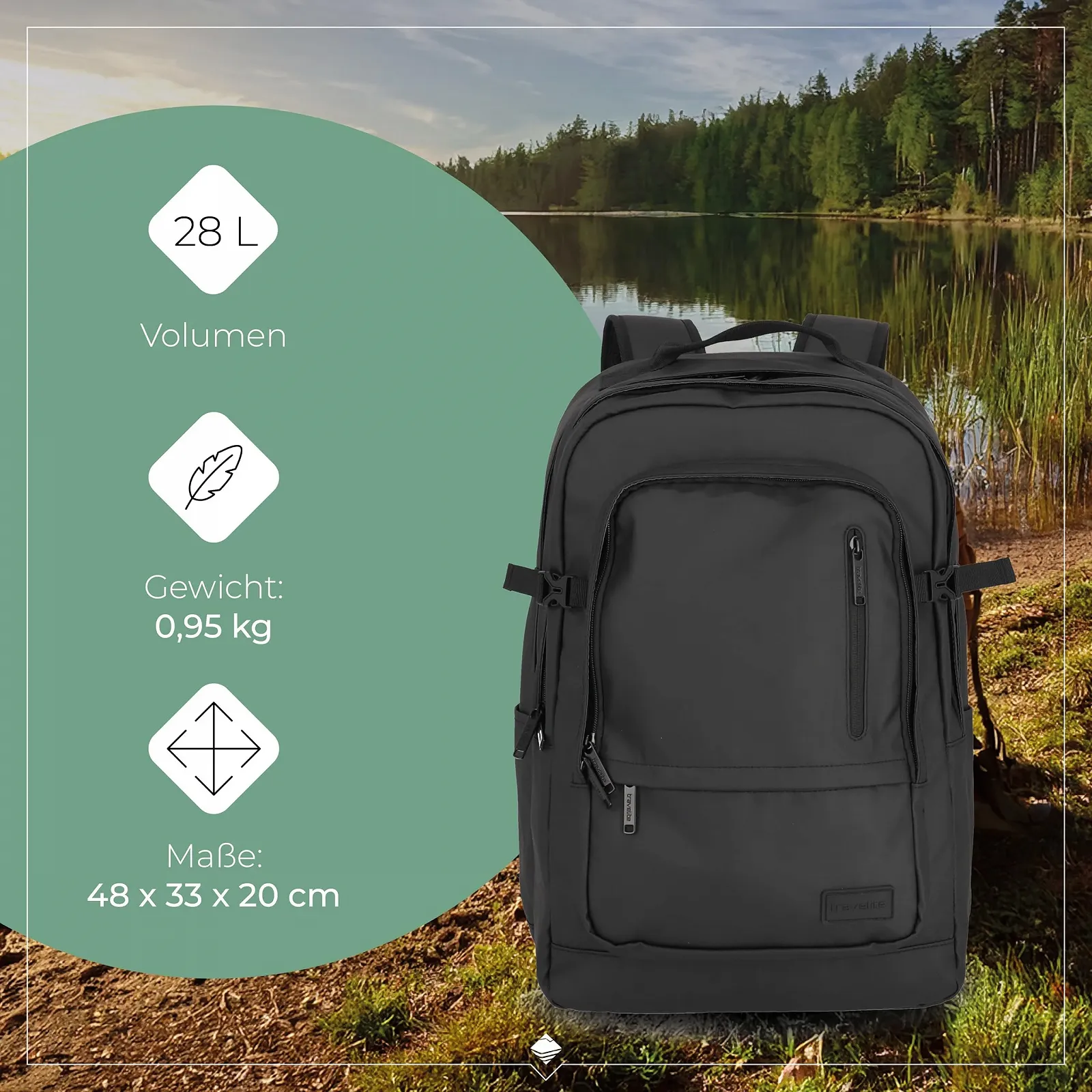 Рюкзак Travelite Basics Daypack 15.6 дюйма 48 см 28 л 900 г Black, фото №3