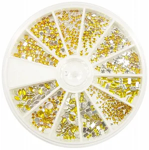 Стрази для нігтів RM Beauty в пластині, різні форми, жовті для дизайну нігтів - Фото 1