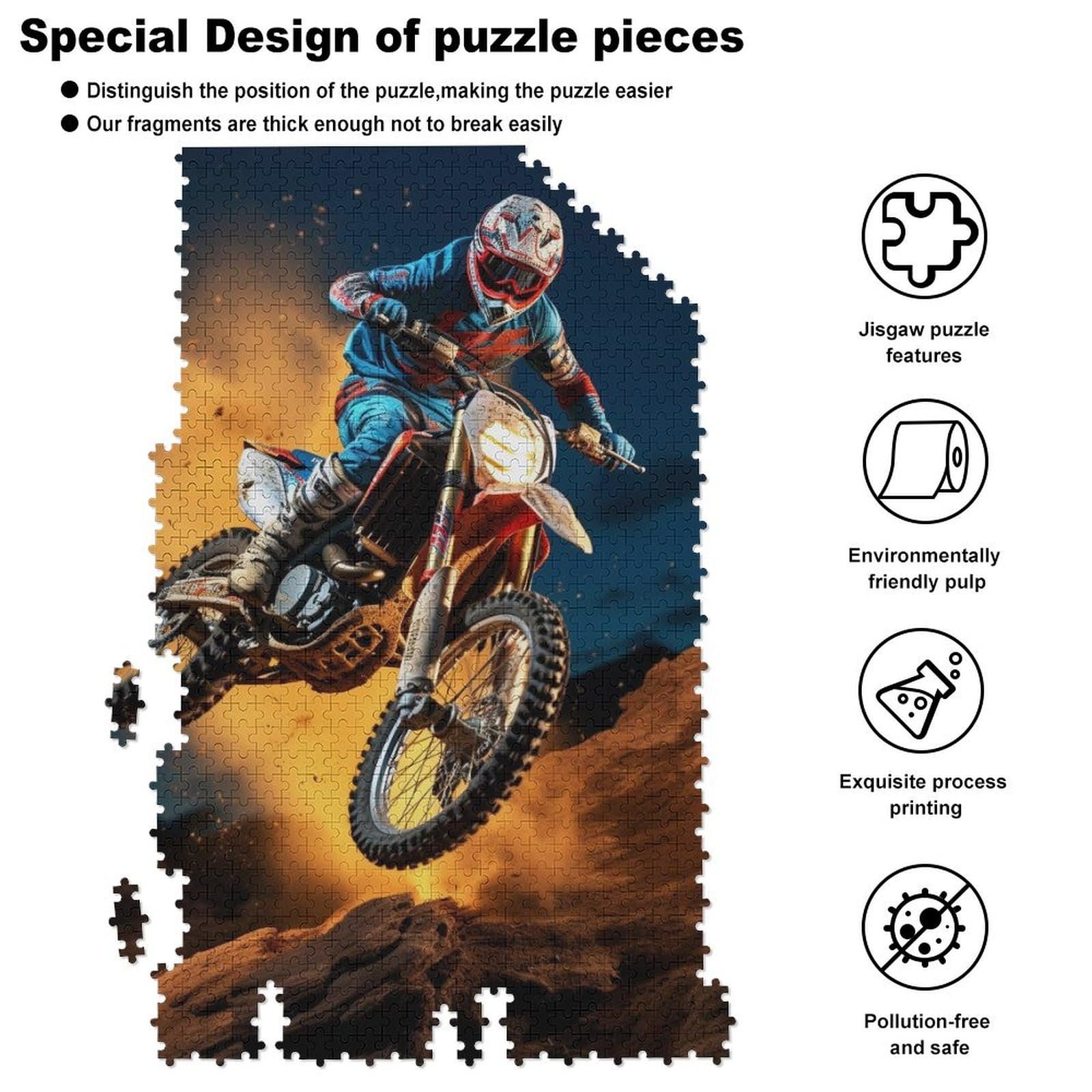 Дерев'яний пазл Moto-Cross 1000 елементів 78 x 53 см, фото №3 Дерев'яний пазл Moto-Cross 1000 елементів 78 x 53 см, фото №3