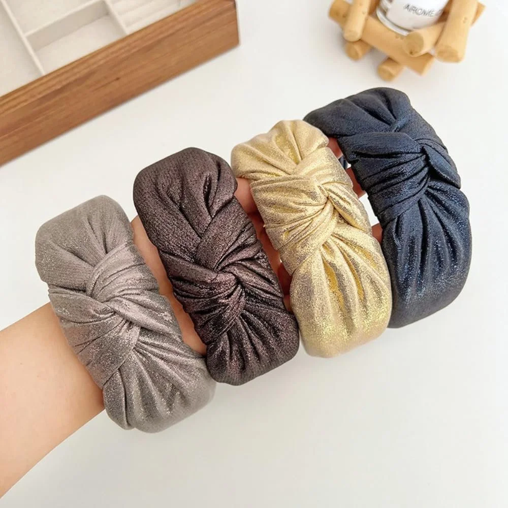 Обруч Блискучий з Вузлами Вінтажний Еластичний Золотий, 5 см, фото №5 Обруч Блискучий з Вузлами Вінтажний Еластичний Золотий, 5 см, фото №5