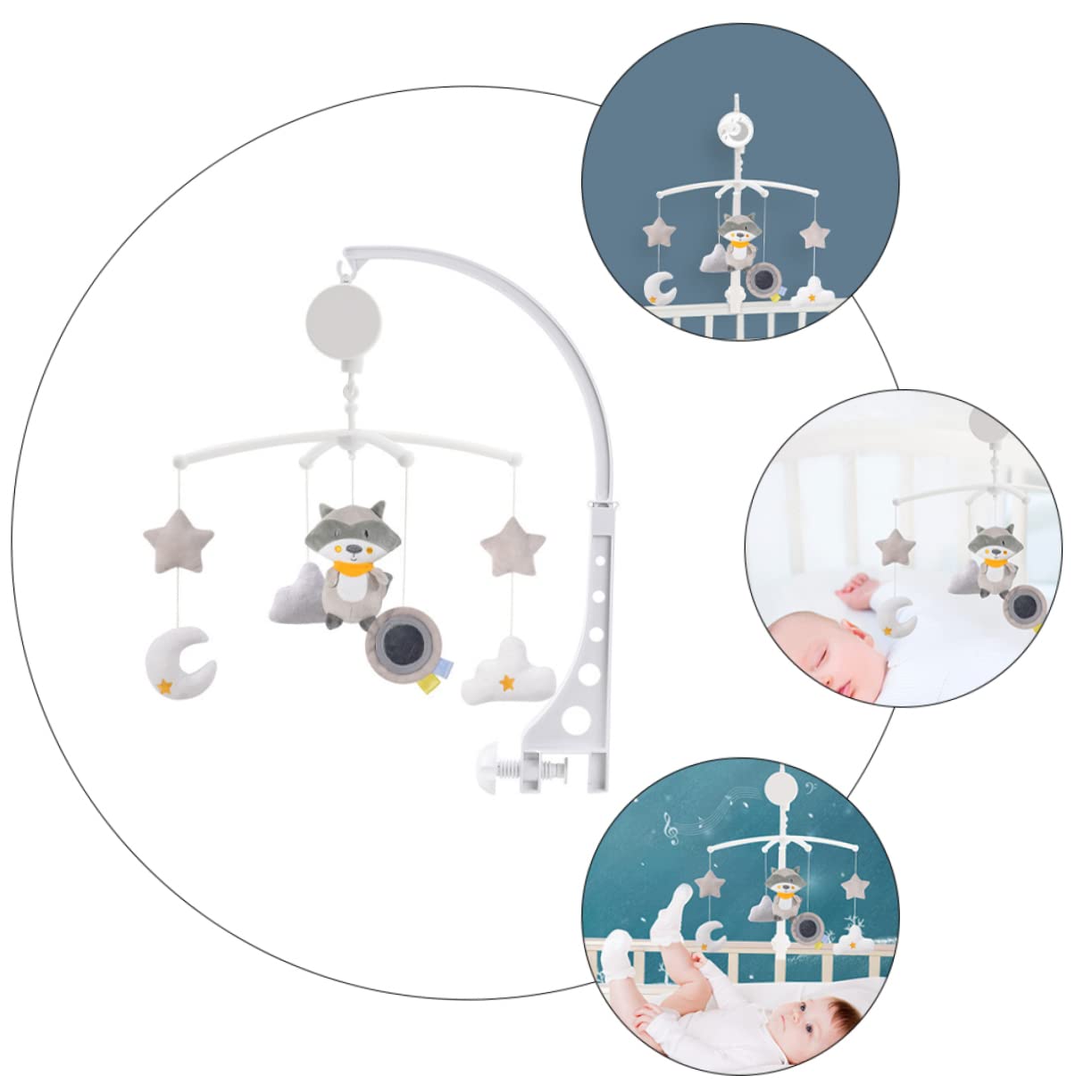 Мобиль MERRYHAPY Musikglocke Schnullerspielzeug Hängendes Mondmobile Light Grey Plastik, фото №5