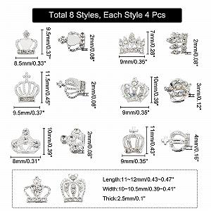 Украшение для ногтей Корона SUPERFINDINGS 8 Стилей 32 шт Серебристый synthetic.ua - Фото 1