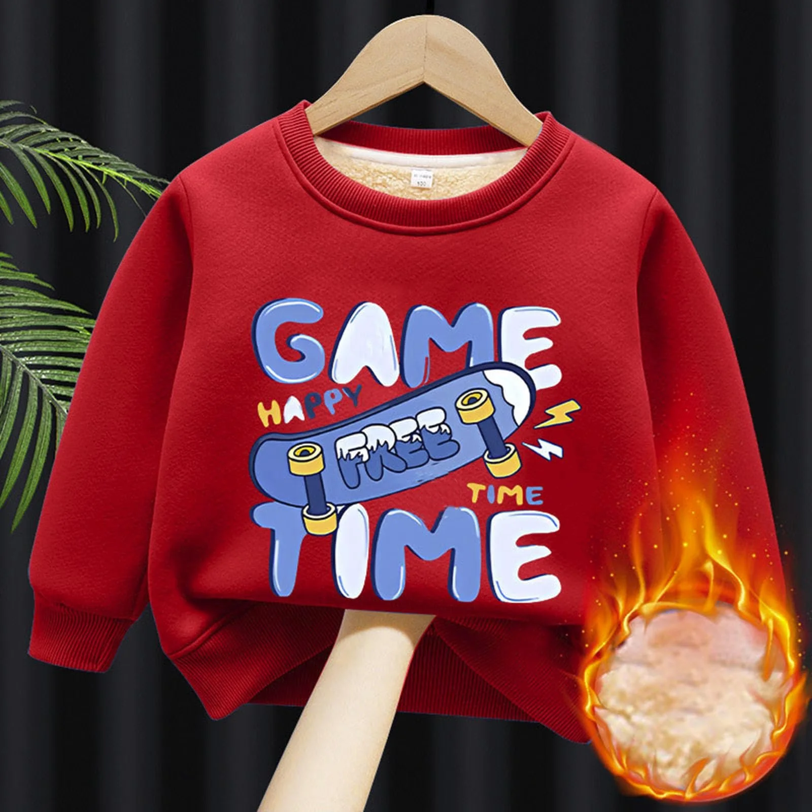 Рождественский свитер для девочки - свитшоты с круглым вырезом и флисовой подкладкой для детей, мальчиков и девочек, теплый верх, фото №2