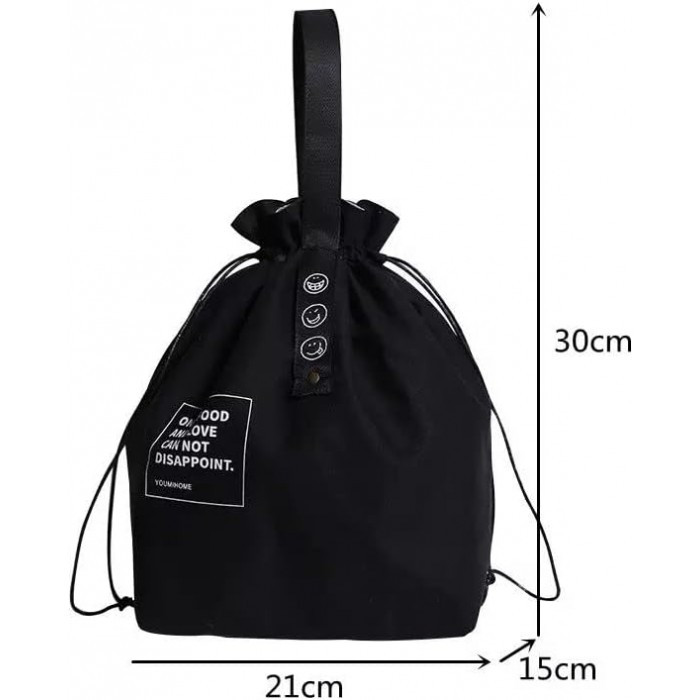 Термосумка шопер для їжі та напоїв lunch bag Smile чорна, фото №4