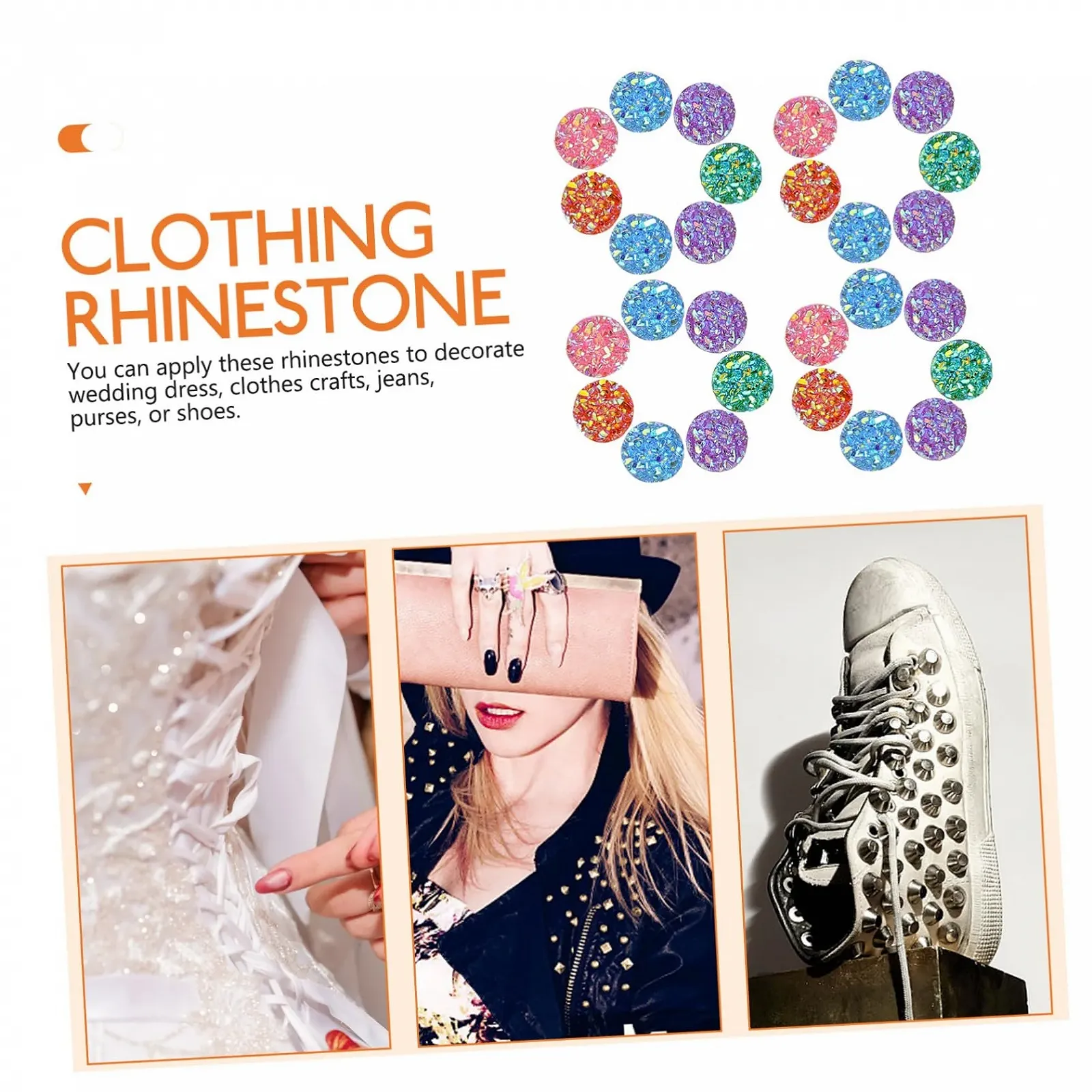 Стрази NUOBESTY 100 шт., плоскі, декоративні для одягу, чохлів для телефонів, взуття та аксесуарів для рукоділля та творчих ідей, фото №6