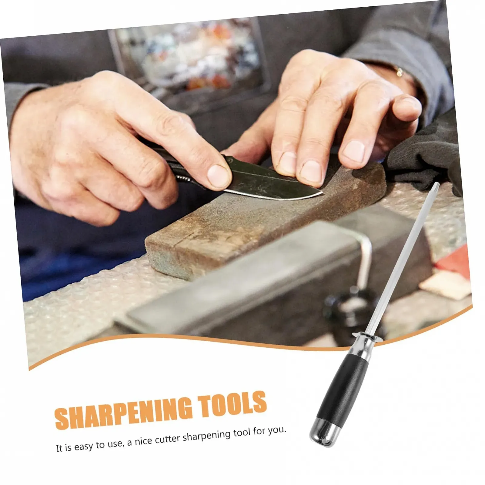 Мусат точильный ABOOFAN из нержавеющей стали с эргономичной ручкой, фото №4