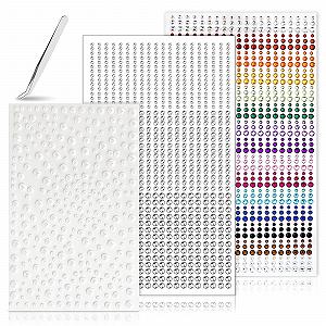 Набор Самоклеящихся Страз 2125 шт. Круглые Блестящие Стразы с Пинцетом для Лица Тела Ногтей Фестивальное Ювелирное Изделие для Макияжа Карнавальное Рождественское Украшение (3 Стиля) - Фото 1