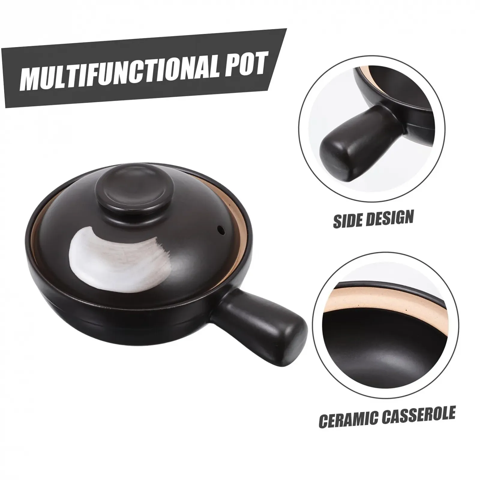 Ківш керамічний з кришкою та ручкою Термостійкий, фото №8