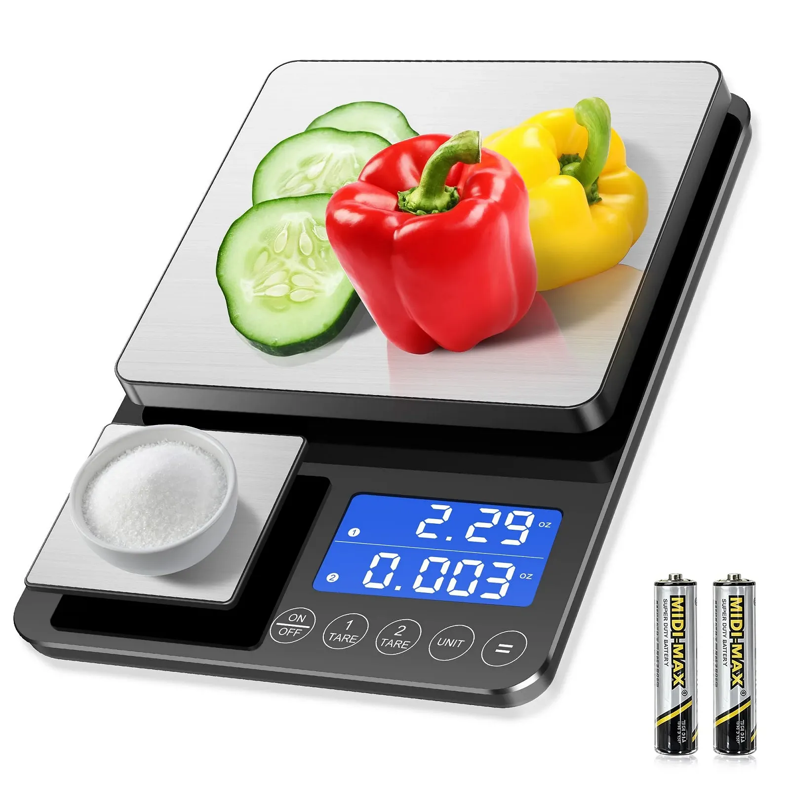 Кухонні ваги Brich з подвійною платформою 500 g/0.01 g та 15 kg/1 g 7 одиниць вимірювання, фото №1