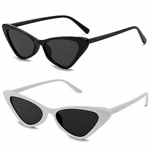 Солнцезащитные очки Кошачий глаз Techchii 2 шт. Черный, Белый - Фото 1