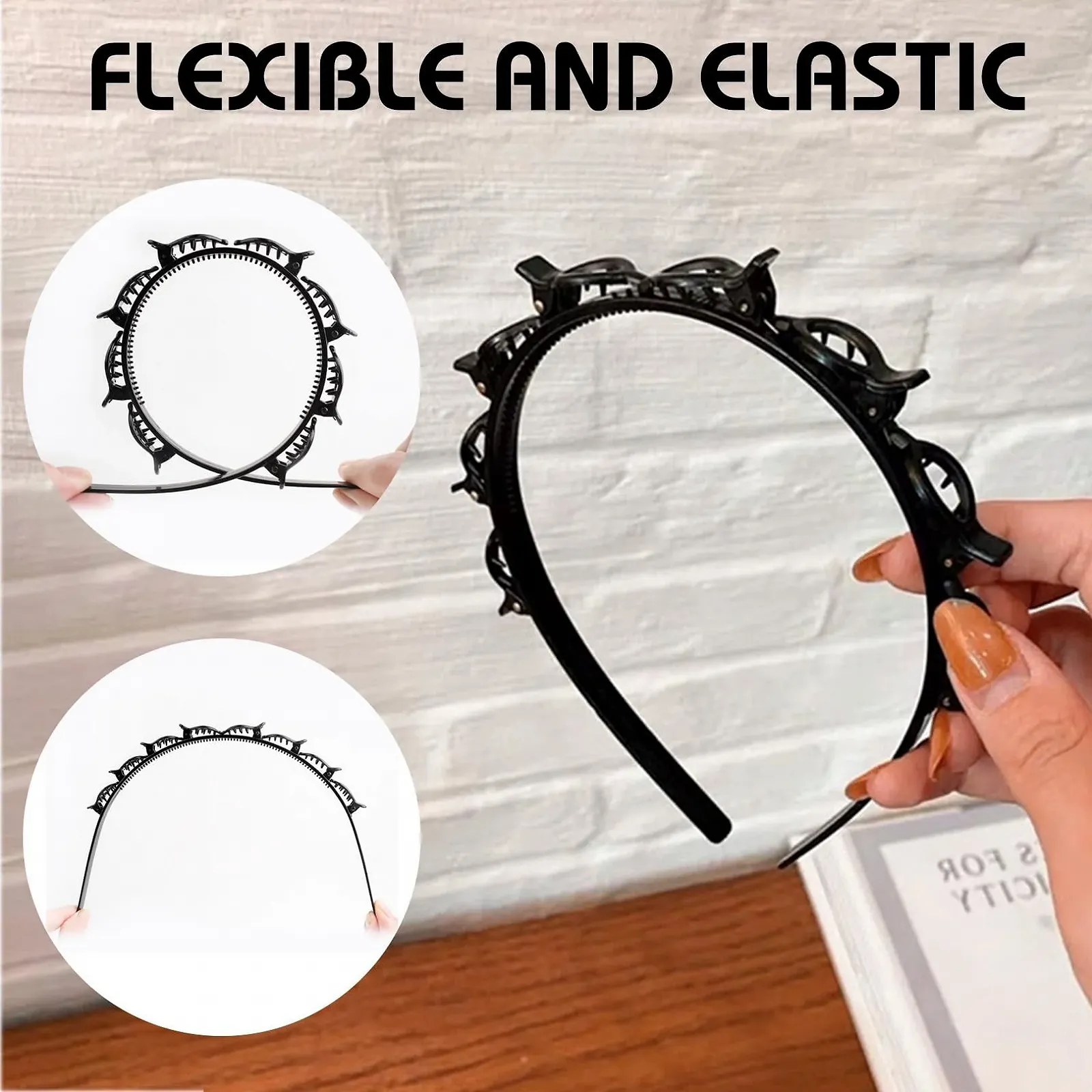 Обруч для волосся з кліпсами, 2 шт, фото №3