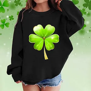 Толстовка нарядная с графическим принтом для девочек Generisch, круглый вырез горловины, длинные рукава, милый пуловер с приспущенным плечом synthetic.ua - Фото 1