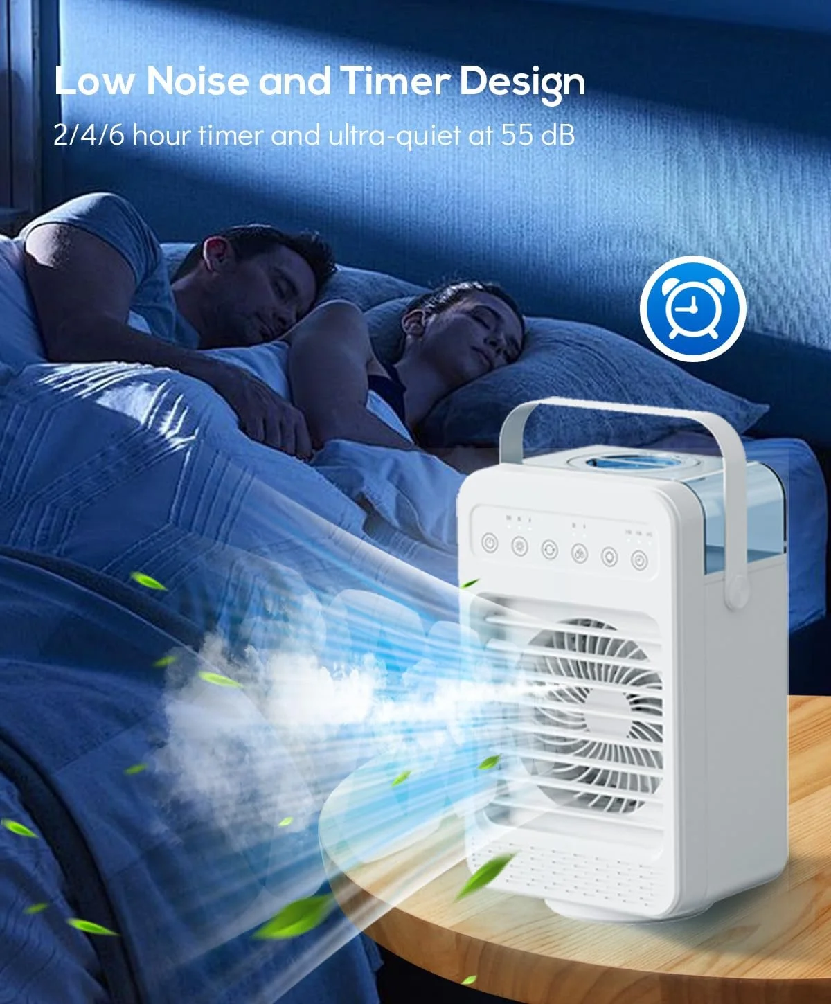 Портативний мобільний кондиціонер MUMUWIND 4-в-1 600 мл 3 швидкості Таймер Підсвічування, фото №7