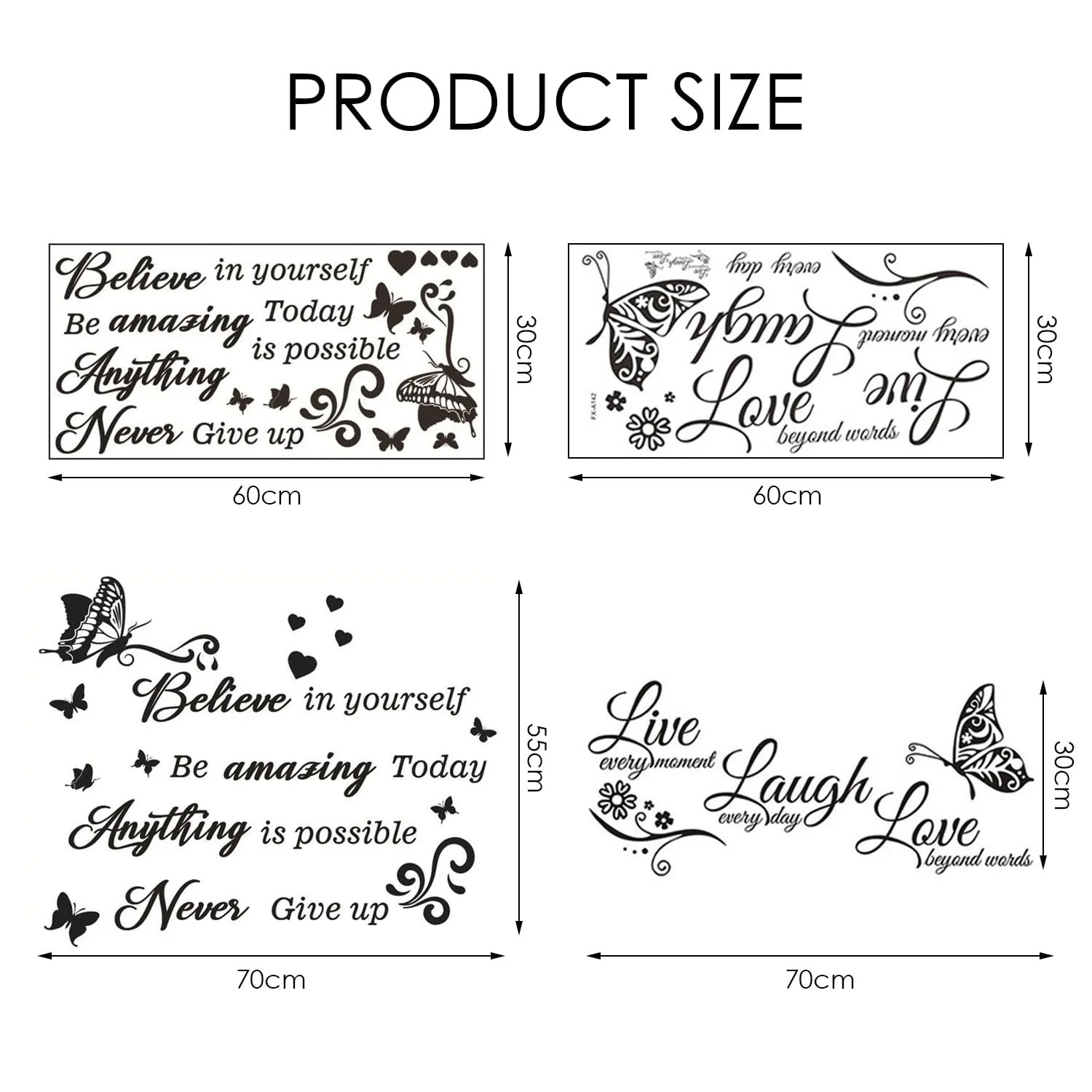 Наклейки на стіну Inspirational Quotes 2 набори DIY Black, фото №2 Наклейки на стіну Inspirational Quotes 2 набори DIY Black, фото №2
