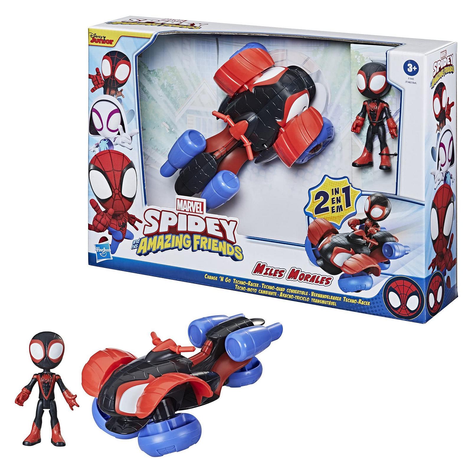 Фігурка Spidey and his Amazing Friends Marvel Transformable Techno-Racer та Miles Morales Spider-Man, 10 см, фото №3